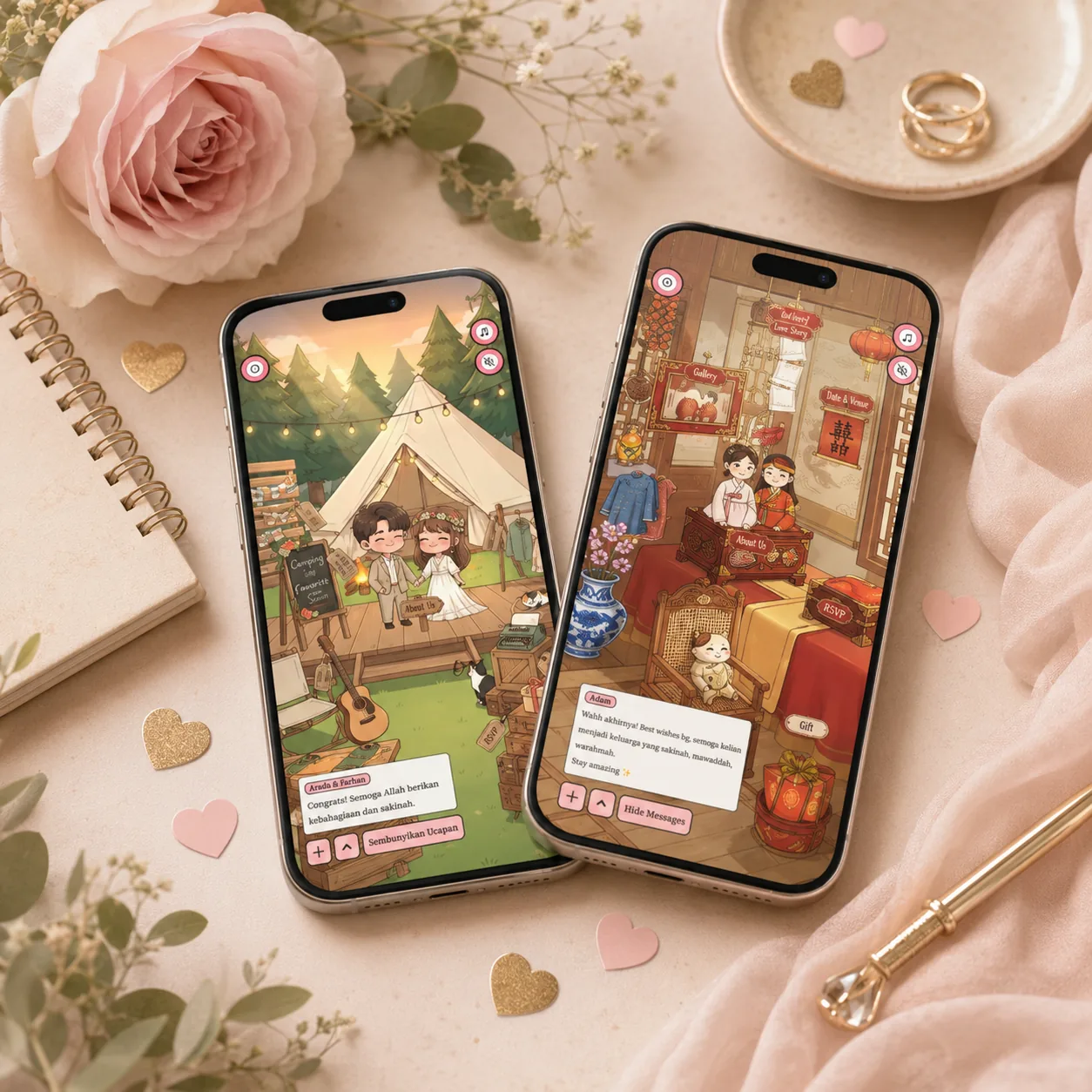 Smartphone menampilkan link undangan digital yang siap disalin ke caption feed Instagram