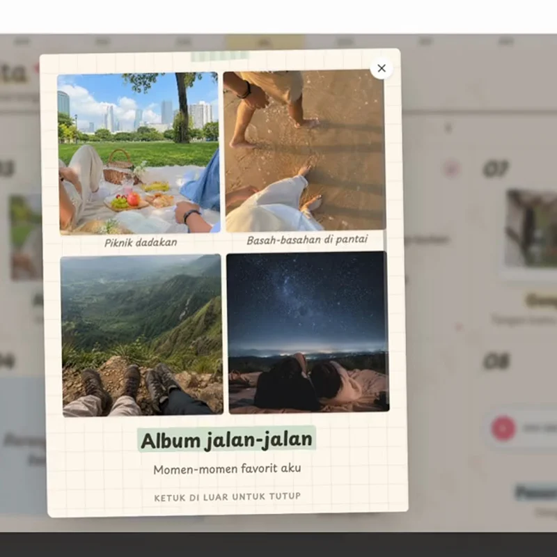 Kado digital tema album kenangan keluarga dengan galeri foto lama yang dikurasi