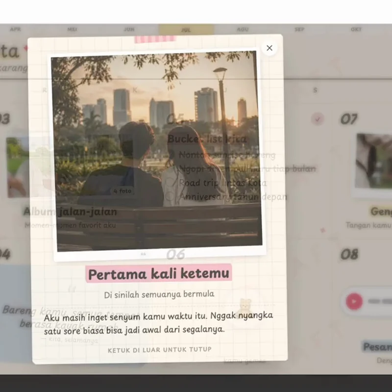 Ilustrasi berbagai tema kado romantis digital, dari surat cinta sampai peta kenangan