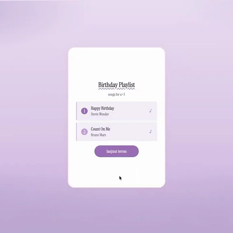 Alur kado digital interaktif dengan gerbang password rahasia sebelum kejutan terbuka